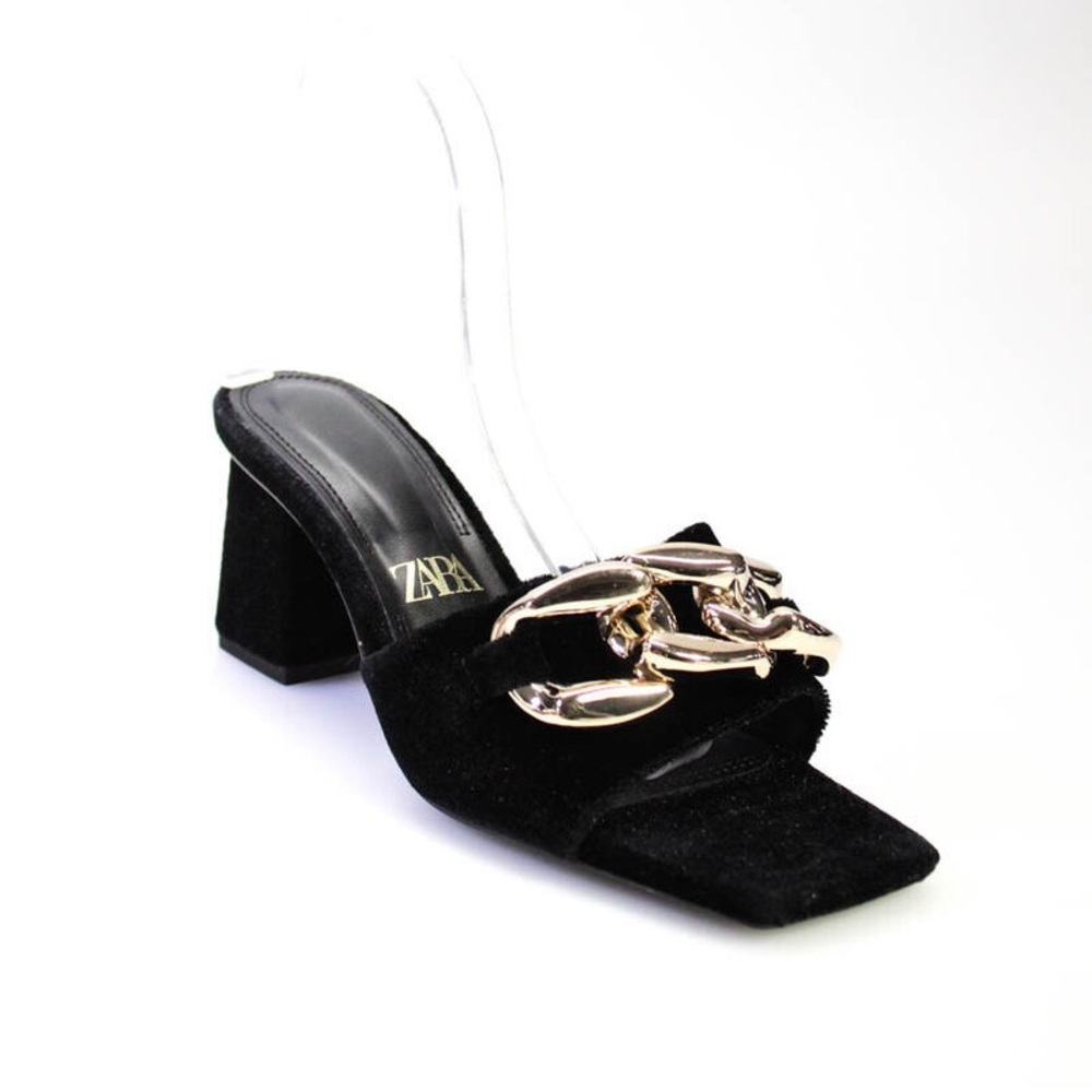 Zara chained velvet mules